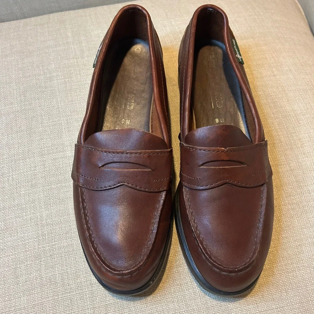 Eastland Womens Penny Loafers Brown Genuine Leather Slip On Flats Size 9M